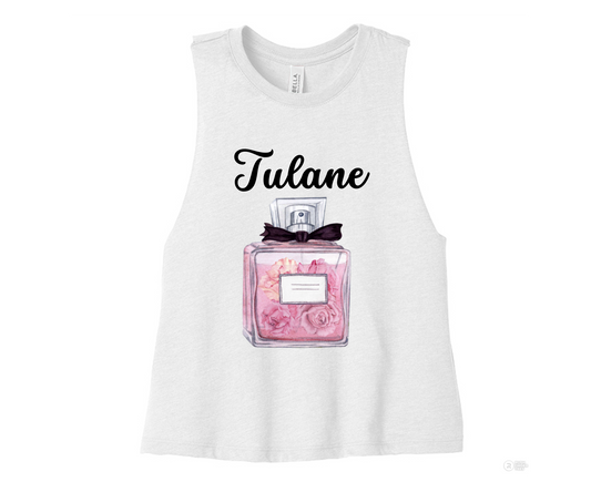 Customizable: Floral Perfume Vibes Racerback Cropped Tank