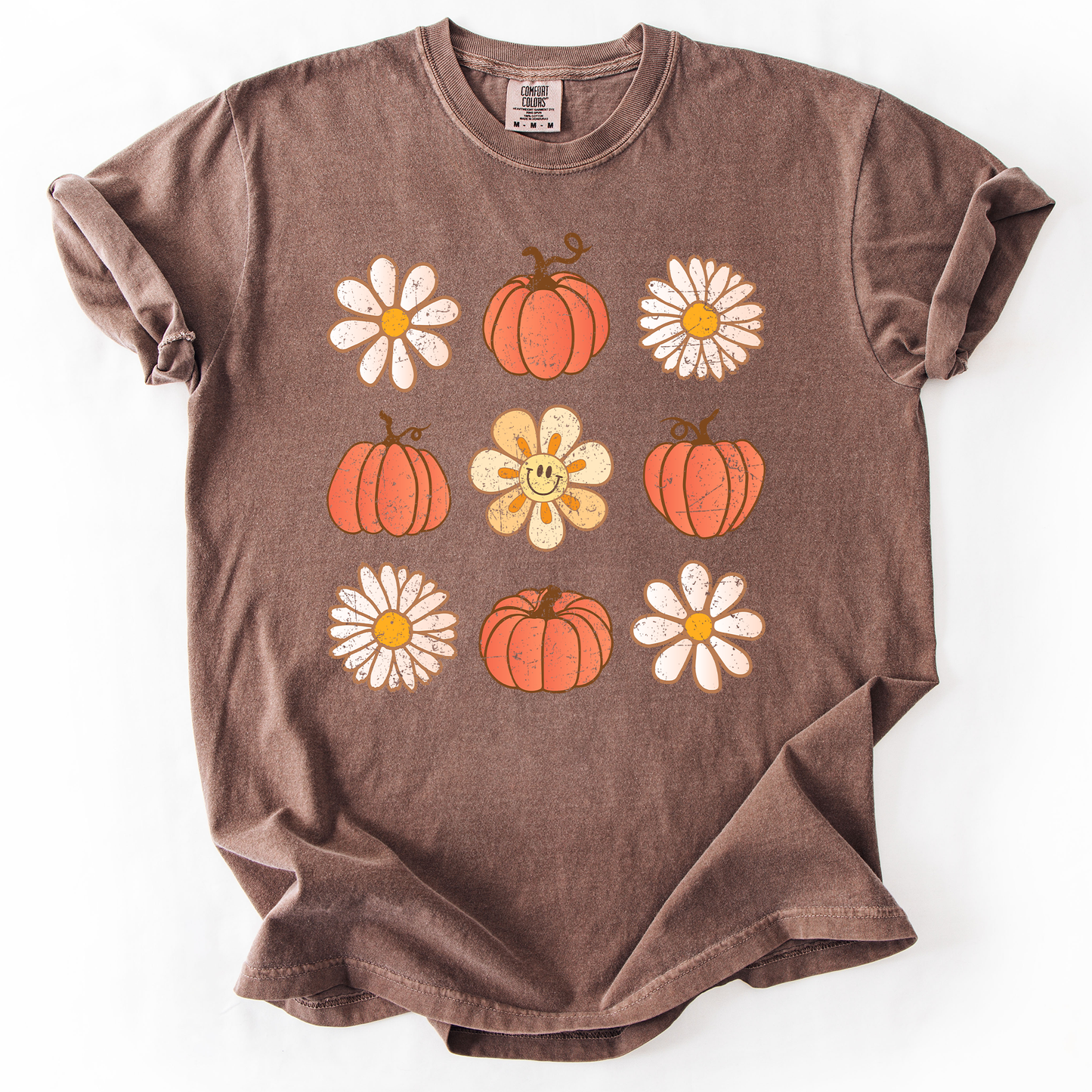 Flowers and Pumpkins, Minimalist Autumn, Fall, Halloween, Comfort Colors T-Shirt