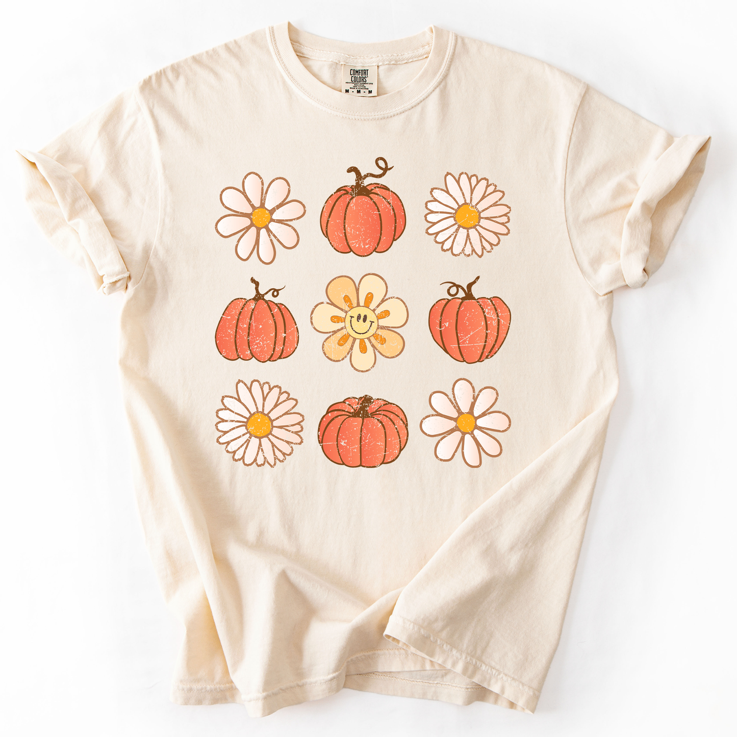 Flowers and Pumpkins, Minimalist Autumn, Fall, Halloween, Comfort Colors T-Shirt