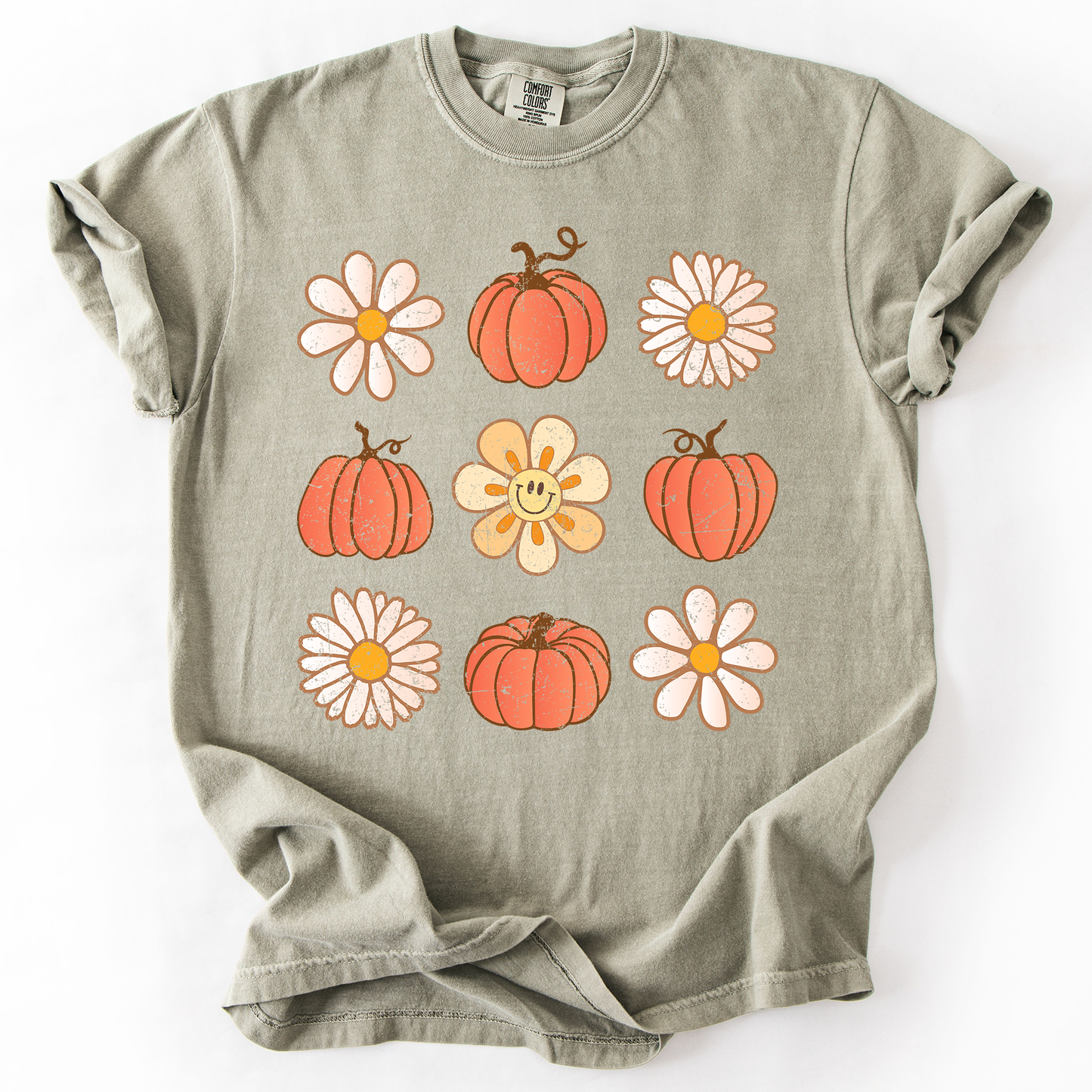 Flowers and Pumpkins, Minimalist Autumn, Fall, Halloween, Comfort Colors T-Shirt