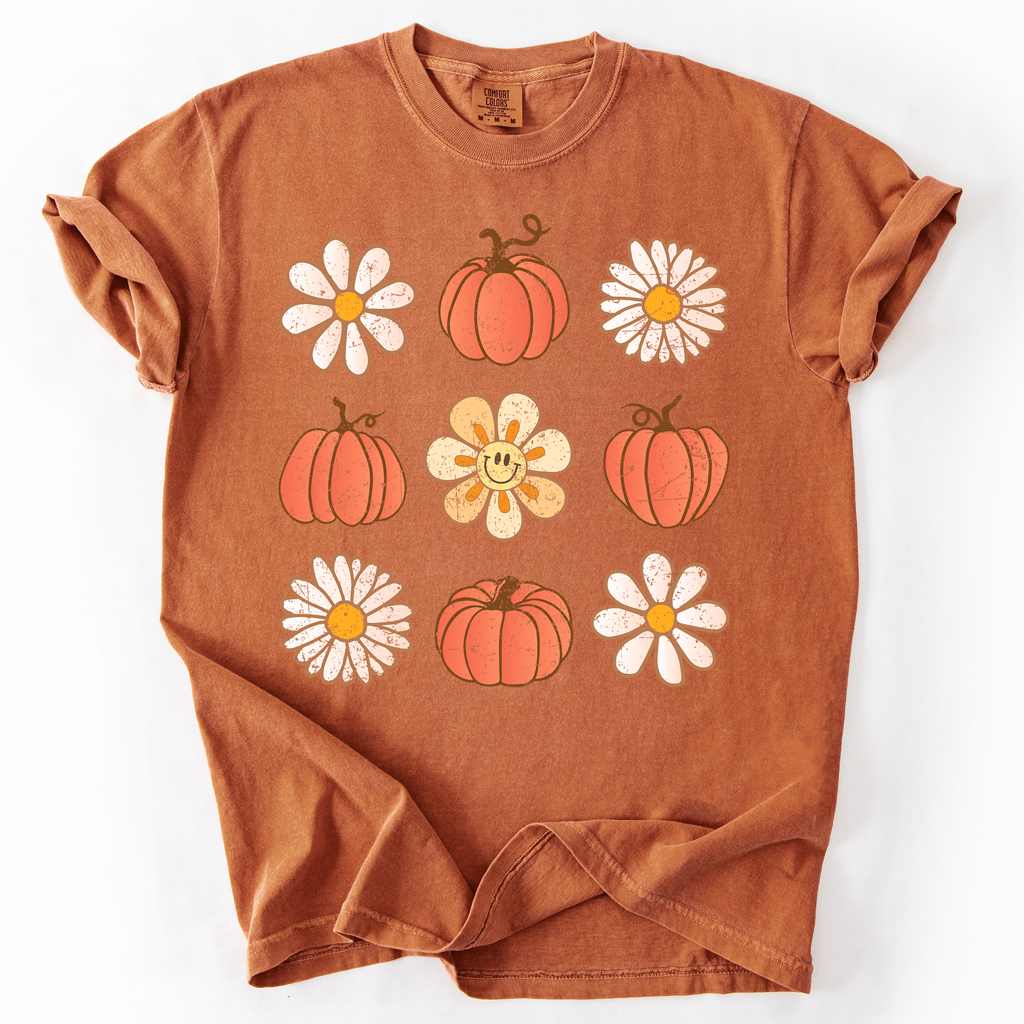 Flowers and Pumpkins, Minimalist Autumn, Fall, Halloween, Comfort Colors T-Shirt