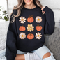 Flowers and Pumpkins, Minimalist Autumn, Fall, Halloween Sweatshirt