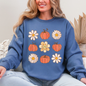 Flowers and Pumpkins, Minimalist Autumn, Fall, Halloween Sweatshirt