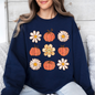 Flowers and Pumpkins, Minimalist Autumn, Fall, Halloween Sweatshirt