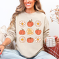 Flowers and Pumpkins, Minimalist Autumn, Fall, Halloween Sweatshirt