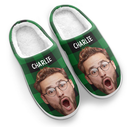 Custom Photo Happiness Is A Warm Cat - Cat Personalized Slippers - Gift For Cat Lovers, Pet Lovers, Cat Mom, Cat Dad