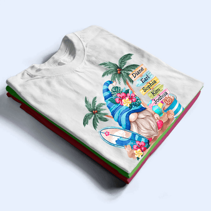 Grandma Gnome Surfboards Summer Vacation - Personalized Custom T Shirt - Summer Gift for Grandma/Nana/Mimi, Mom, Wife, Grandparent