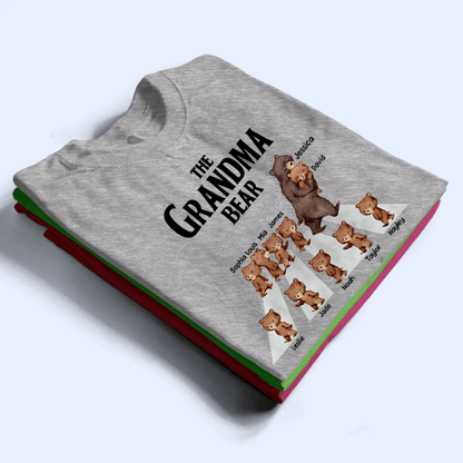 The Grandma Bear Custom Grandkids' Names - Personalized T Shirt - Birthday, Loving Gift for Grandma/Nana/Mimi, Mom, Wife, Grandparent