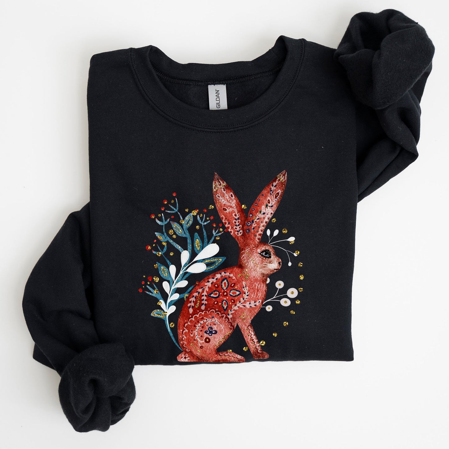 Folk Art Rabbit, Easter, Scandinavian Sweatshirt
