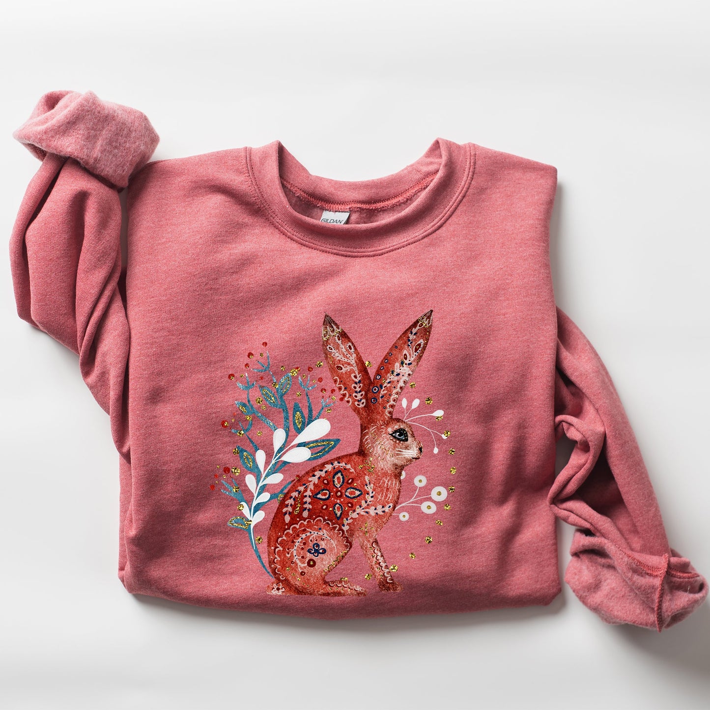 Folk Art Rabbit, Easter, Scandinavian Sweatshirt