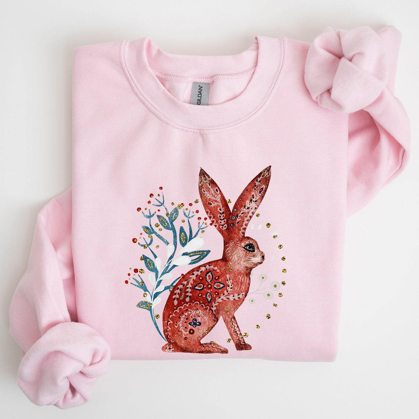Folk Art Rabbit, Easter, Scandinavian Sweatshirt