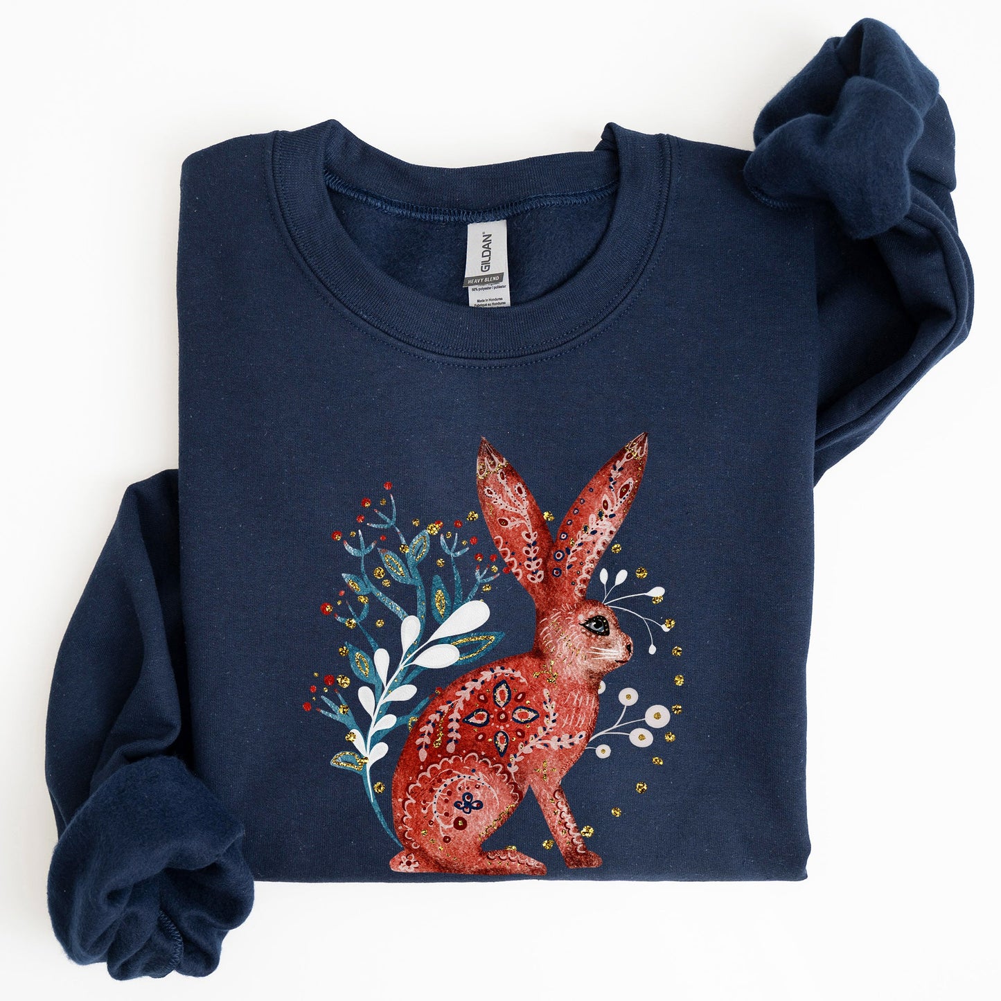 Folk Art Rabbit, Easter, Scandinavian Sweatshirt