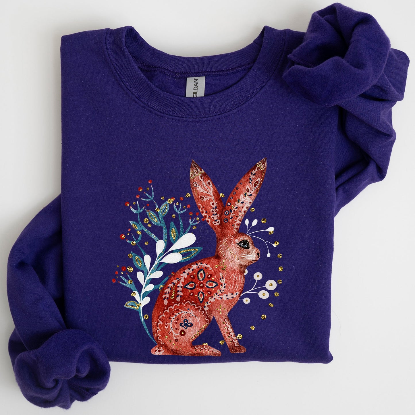 Folk Art Rabbit, Easter, Scandinavian Sweatshirt