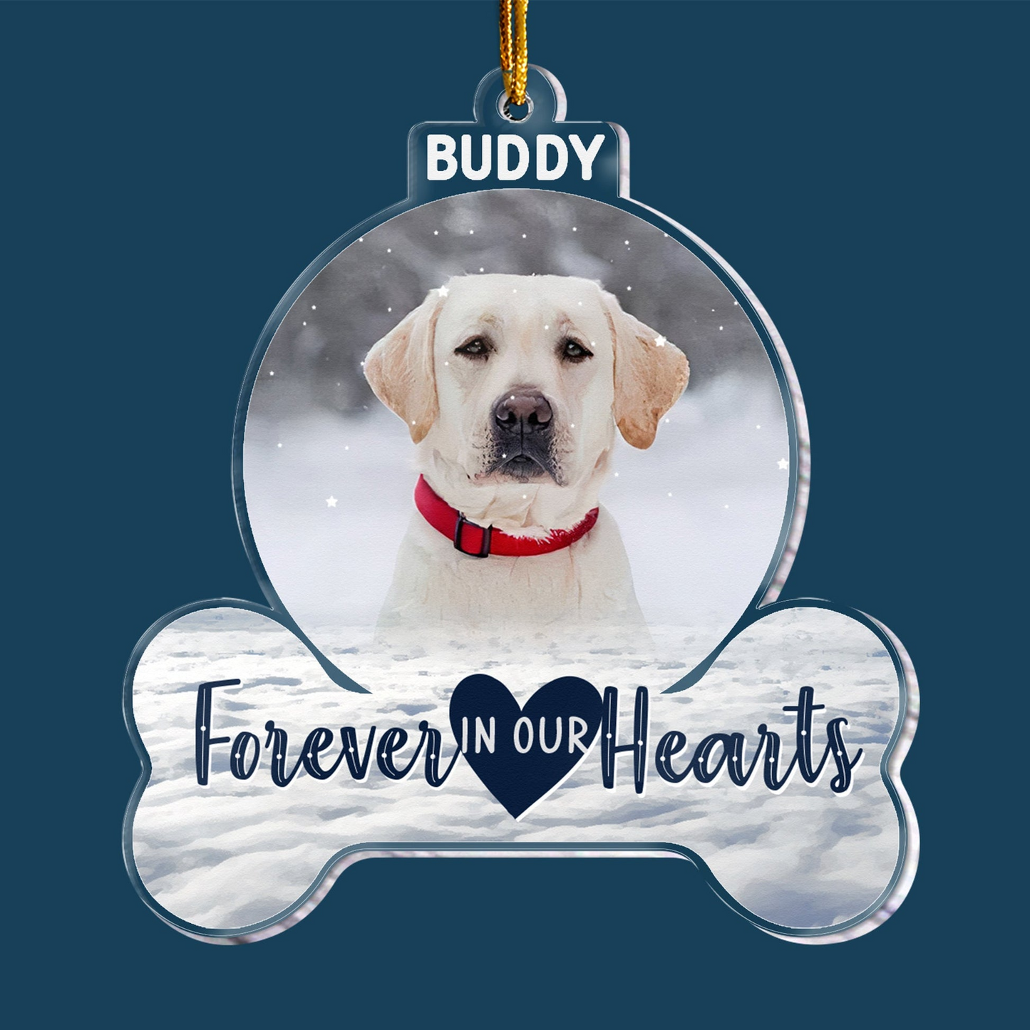 Custom Photo Forever In My Heart Pet Memorial - Personalized Custom Shaped Acrylic Ornament - Sympathy Gift For Dog Owners, Dog Lovers