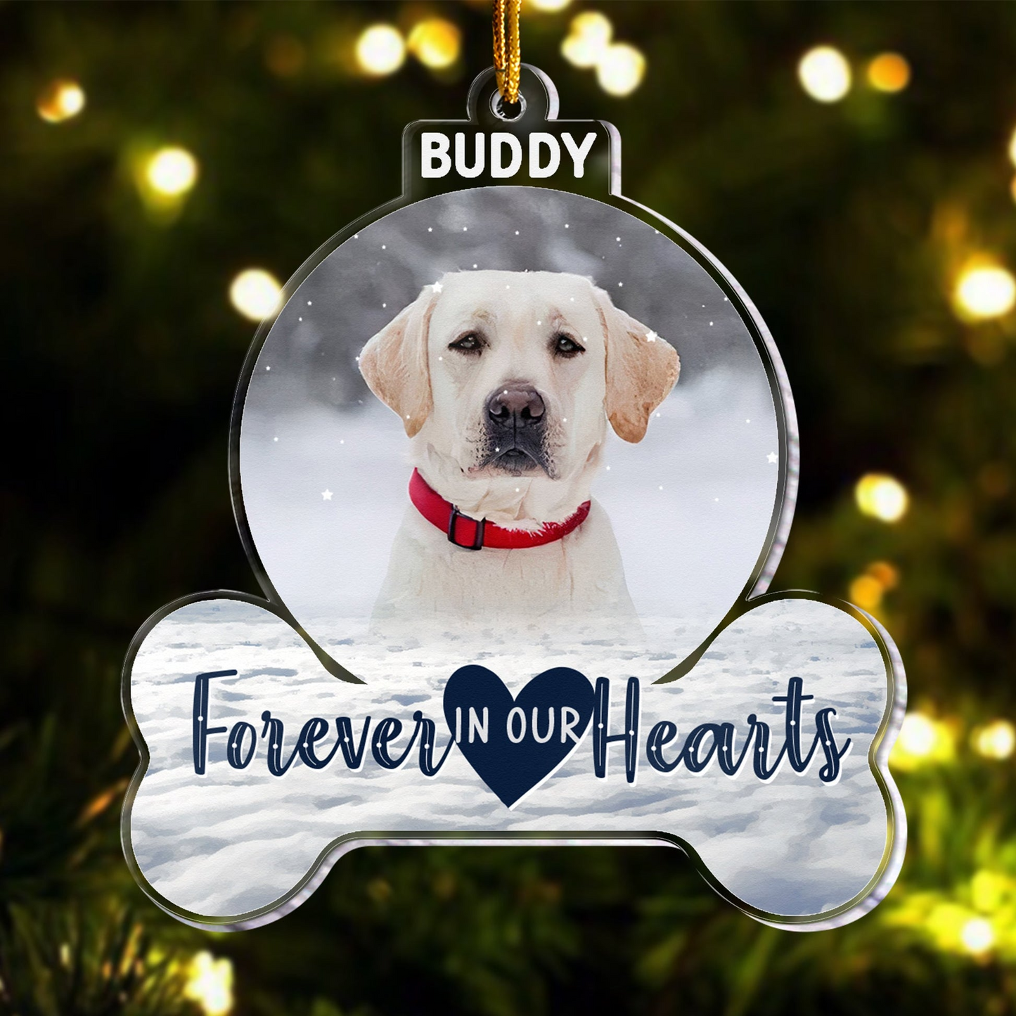 Custom Photo Forever In My Heart Pet Memorial - Personalized Custom Shaped Acrylic Ornament - Sympathy Gift For Dog Owners, Dog Lovers