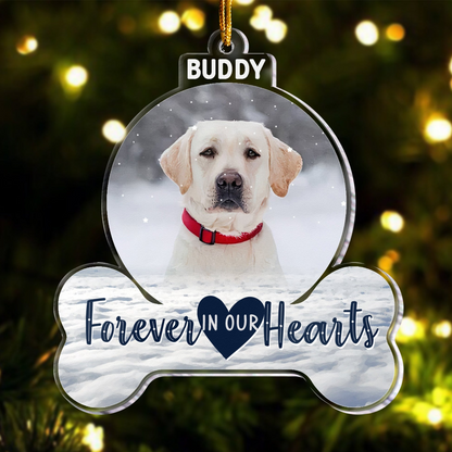 Custom Photo Forever In My Heart Pet Memorial - Personalized Custom Shaped Acrylic Ornament - Sympathy Gift For Dog Owners, Dog Lovers