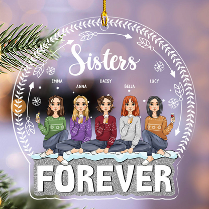 Forever Besties - Personalized Custom Shaped Acrylic Ornament - Christmas Gift for Besties, Sisters, Best Friends