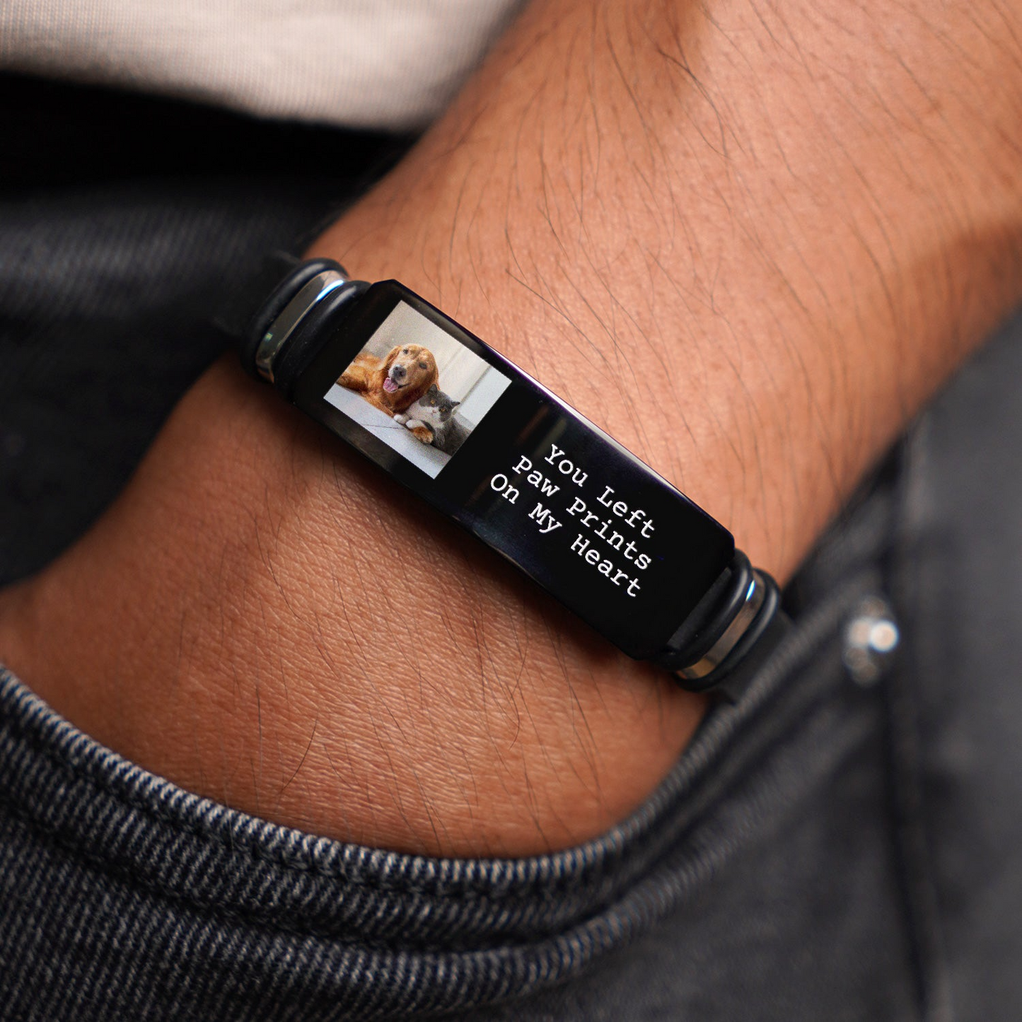 Custom Photo Forever In My Heart - Personalized Bracelet - Memorial Gift For Dog Lovers, Cat Lovers, Pet Lovers