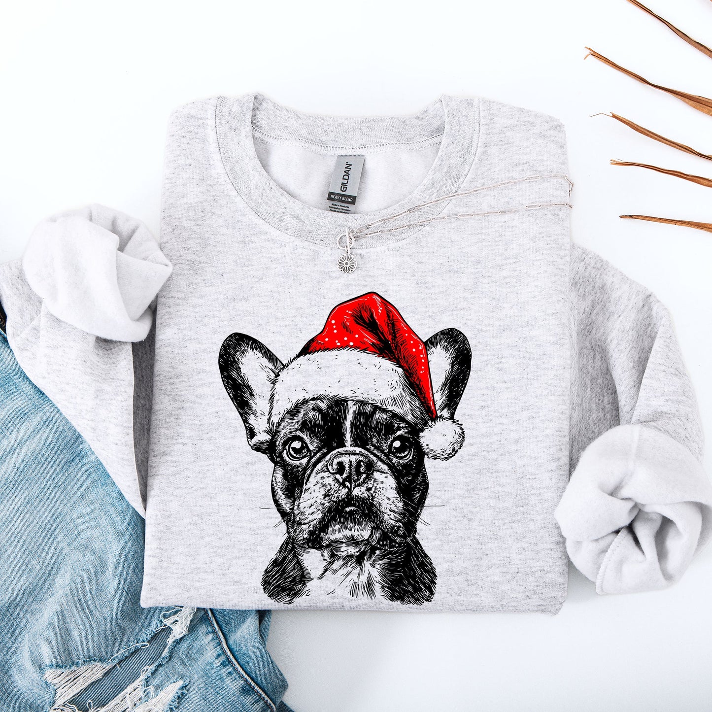 Frenchie, Santa, French Bulldog, Christmas, Dog Lover, Pet Sweatshirt