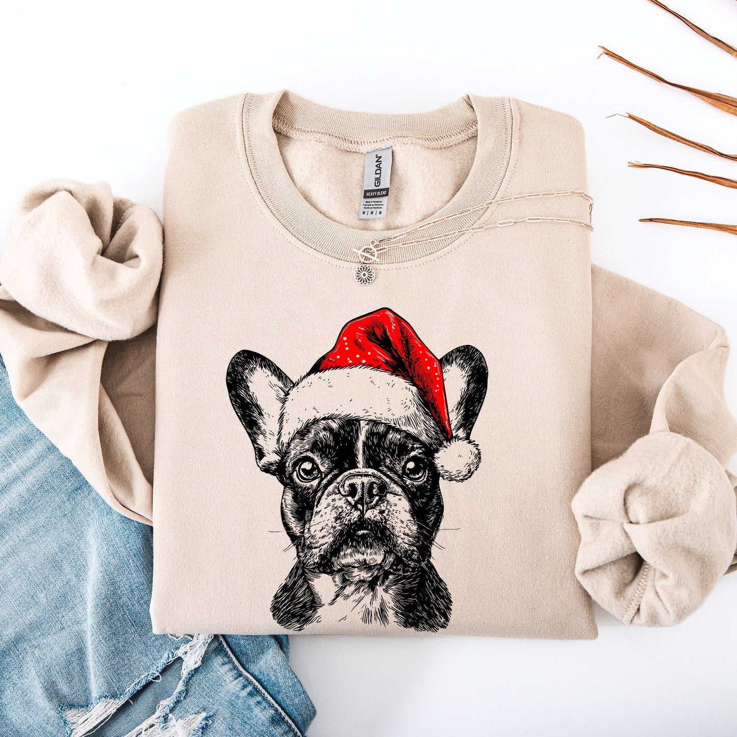Frenchie, Santa, French Bulldog, Christmas, Dog Lover, Pet Sweatshirt