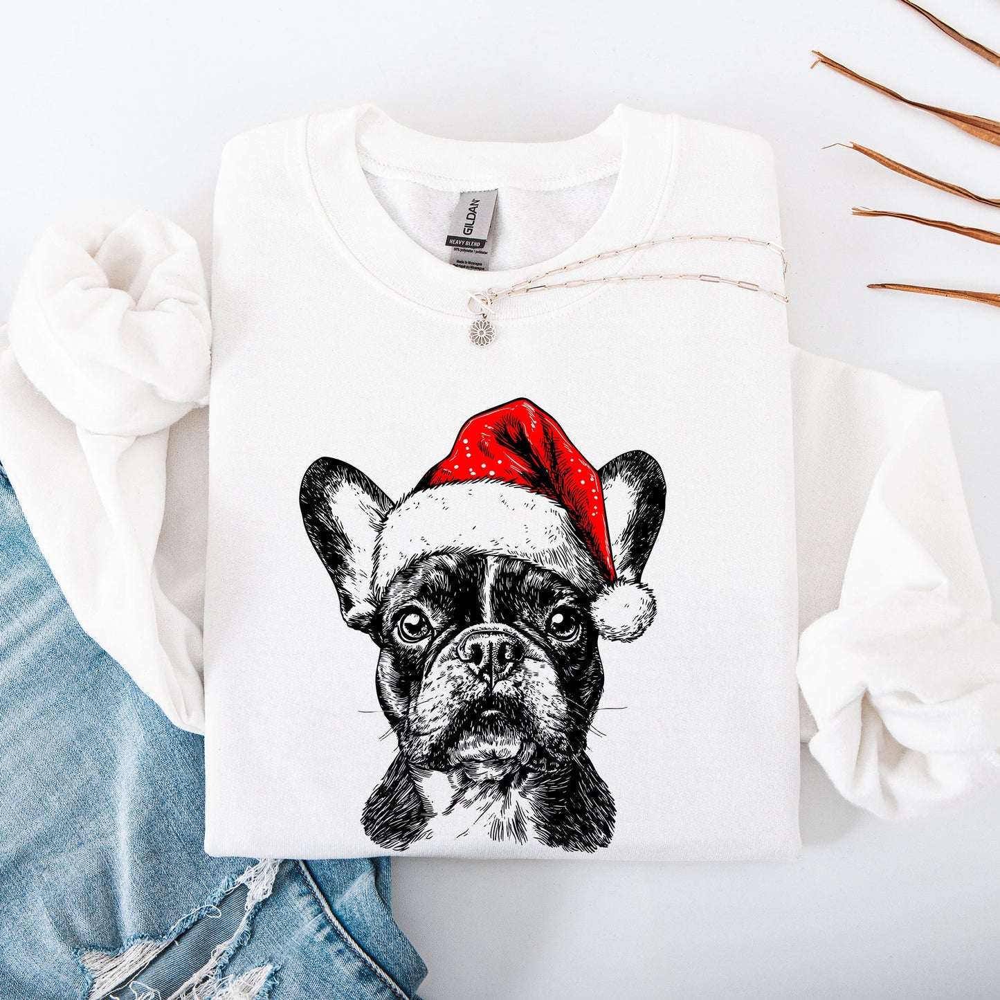 Frenchie, Santa, French Bulldog, Christmas, Dog Lover, Pet Sweatshirt