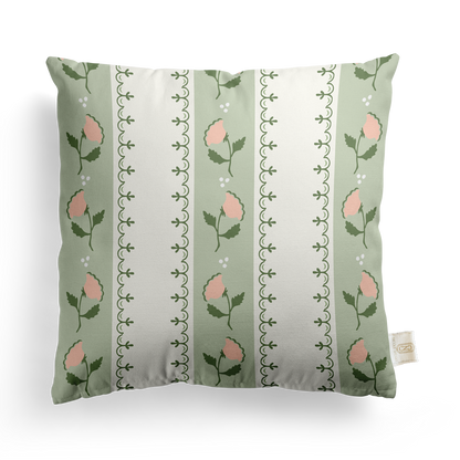 Fretwork Floral Pillow Cover | Featuring Moss Mystique Colorway
