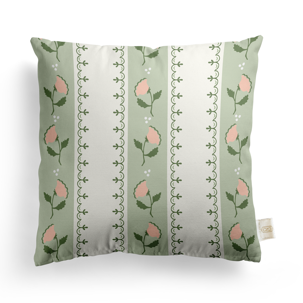 Fretwork Floral Pillow Cover | Featuring Preppy Colorway