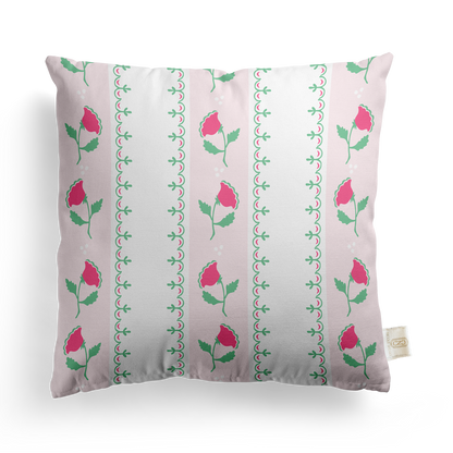 Fretwork Floral Pillow Cover | Featuring Oyster Sand Colorway