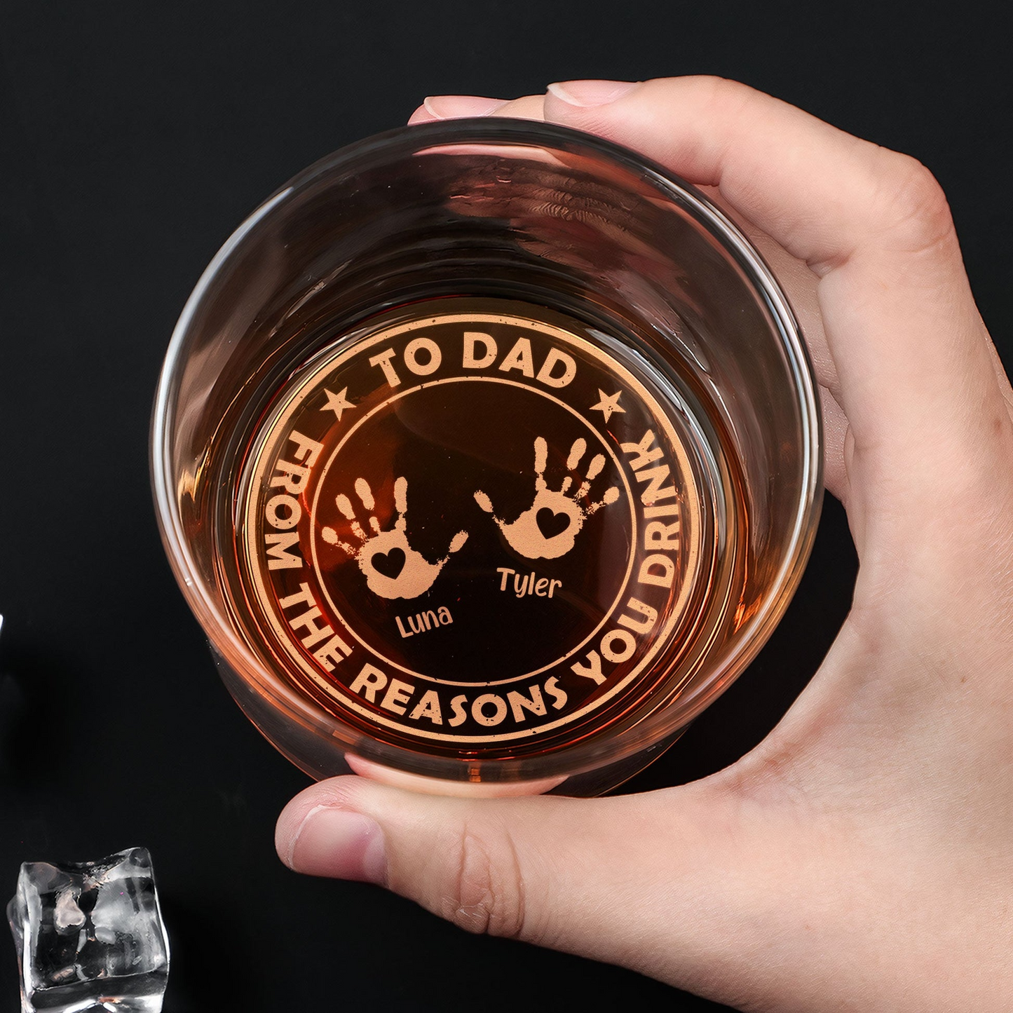 From The Reasons You Drink - Personalized Engraved Whiskey Glass - Father's Day Gift for Dad, Daddy
