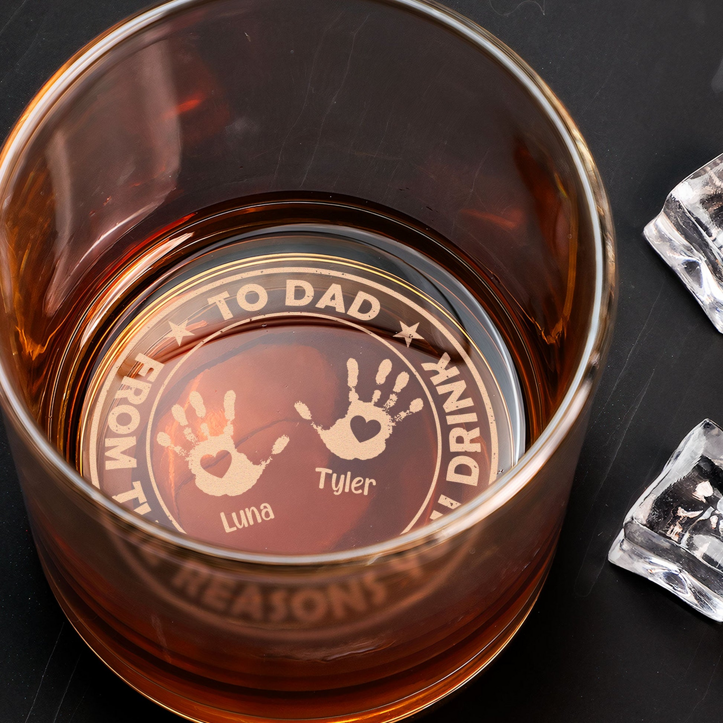 From The Reasons You Drink - Personalized Engraved Whiskey Glass - Father's Day Gift for Dad, Daddy
