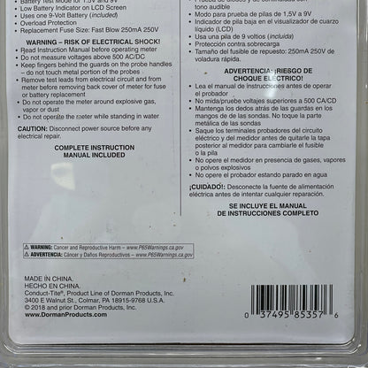 ZA@ DORMAN Digital Multimeter Tools For Electrical Diagnostics 85357 (AS-IS)