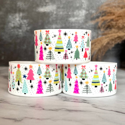 WHITE CHRISTMAS TREES Tumbler Boot -fits 20-40oz NEW! pink white