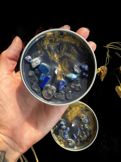 Leather & Lapis - Vegan Soy Travel Candle