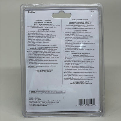 ZA@ DORMAN Digital Multimeter Tools For Electrical Diagnostics 85357 (AS-IS)