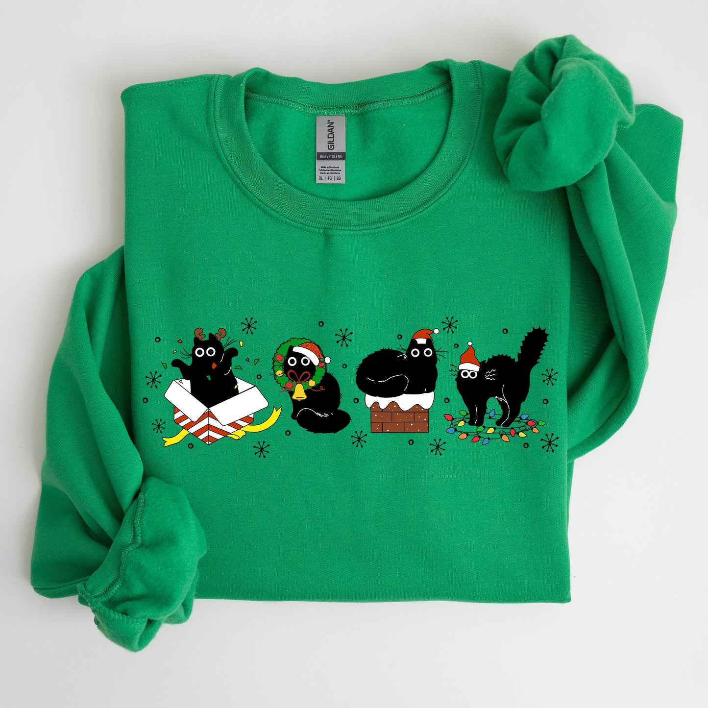 Funny Christmas Cats, Black Cat, Santa, Xmas Sweatshirt