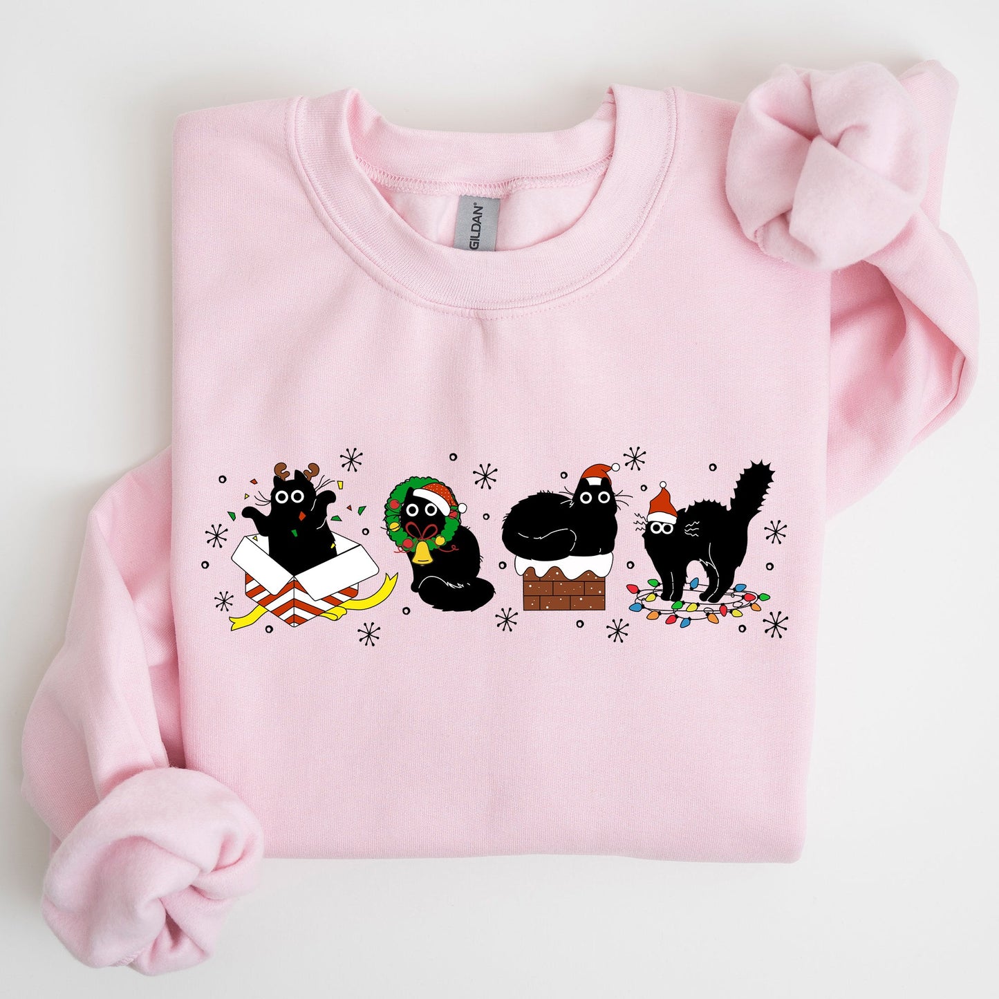 Funny Christmas Cats, Black Cat, Santa, Xmas Sweatshirt