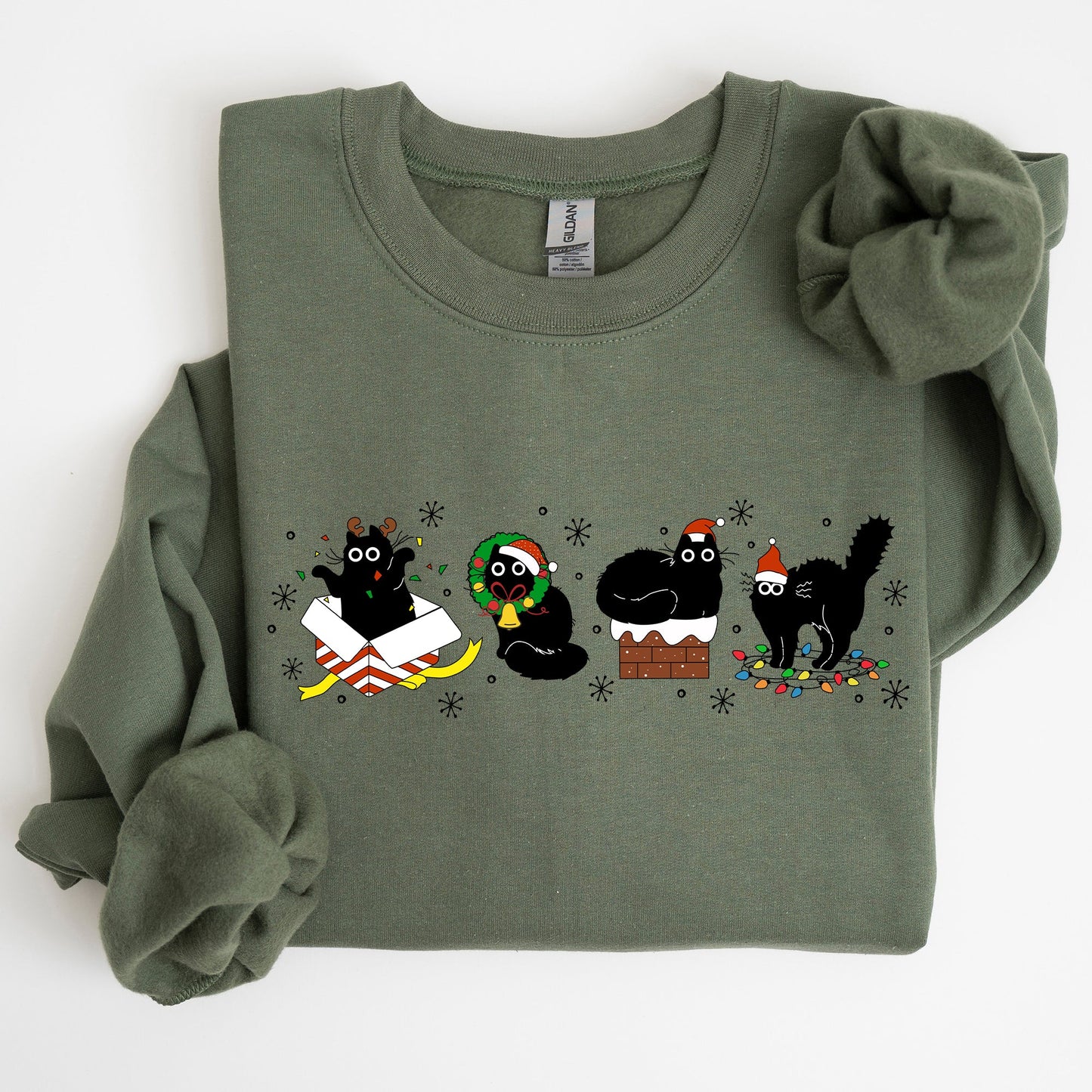 Funny Christmas Cats, Black Cat, Santa, Xmas Sweatshirt