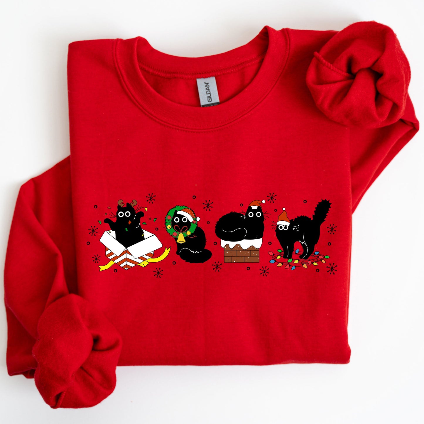Funny Christmas Cats, Black Cat, Santa, Xmas Sweatshirt