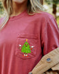 Funny Christmas Tree, Pocket, Santa, Snow, Winter, Xmas Pocket Tee Comfort Colors T-Shirt