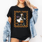 Funny Halloween Goose, Black Cat, Witch, Checkered, Tshirt