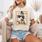 Funny Halloween Goose, Black Cat, Witch, Checkered, Tshirt
