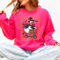 Funny Halloween Goose, Black Cat, Witch, Checkered Sweatshirt