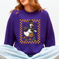 Funny Halloween Goose, Black Cat, Witch, Checkered Sweatshirt