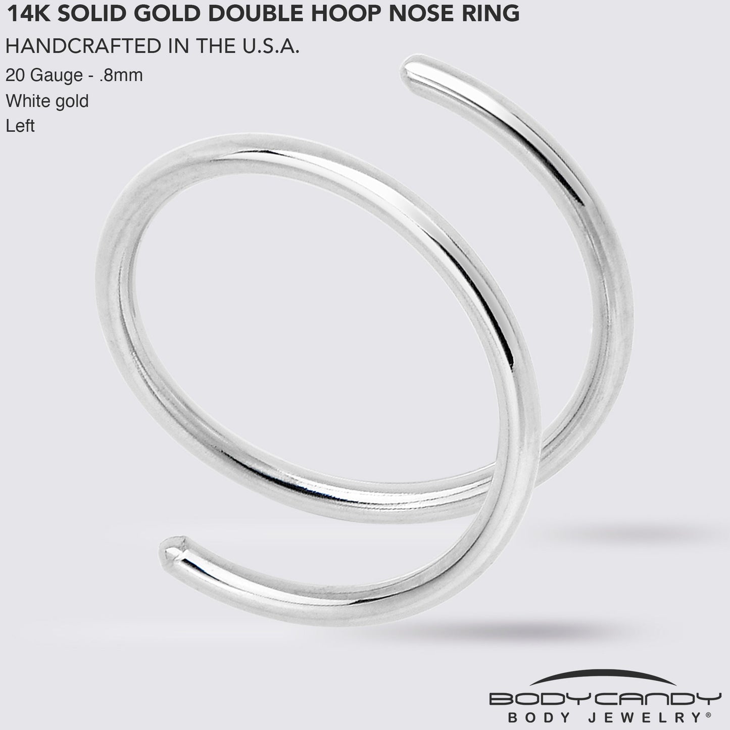 14k Solid White Gold Double Hoop Nose Spiral Nose Ring