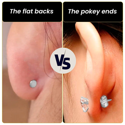 14k White Gold Flat Back Earring with 3mm Cubic Zirconia Handmade