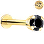 14k Yellow Gold Flat Back Earring with 3mm Cubic Zirconia Handmade
