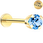 14k Yellow Gold Flat Back Earring with 3mm Cubic Zirconia Handmade