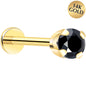 14k Yellow Gold Flat Back Earring with 3mm Cubic Zirconia Handmade