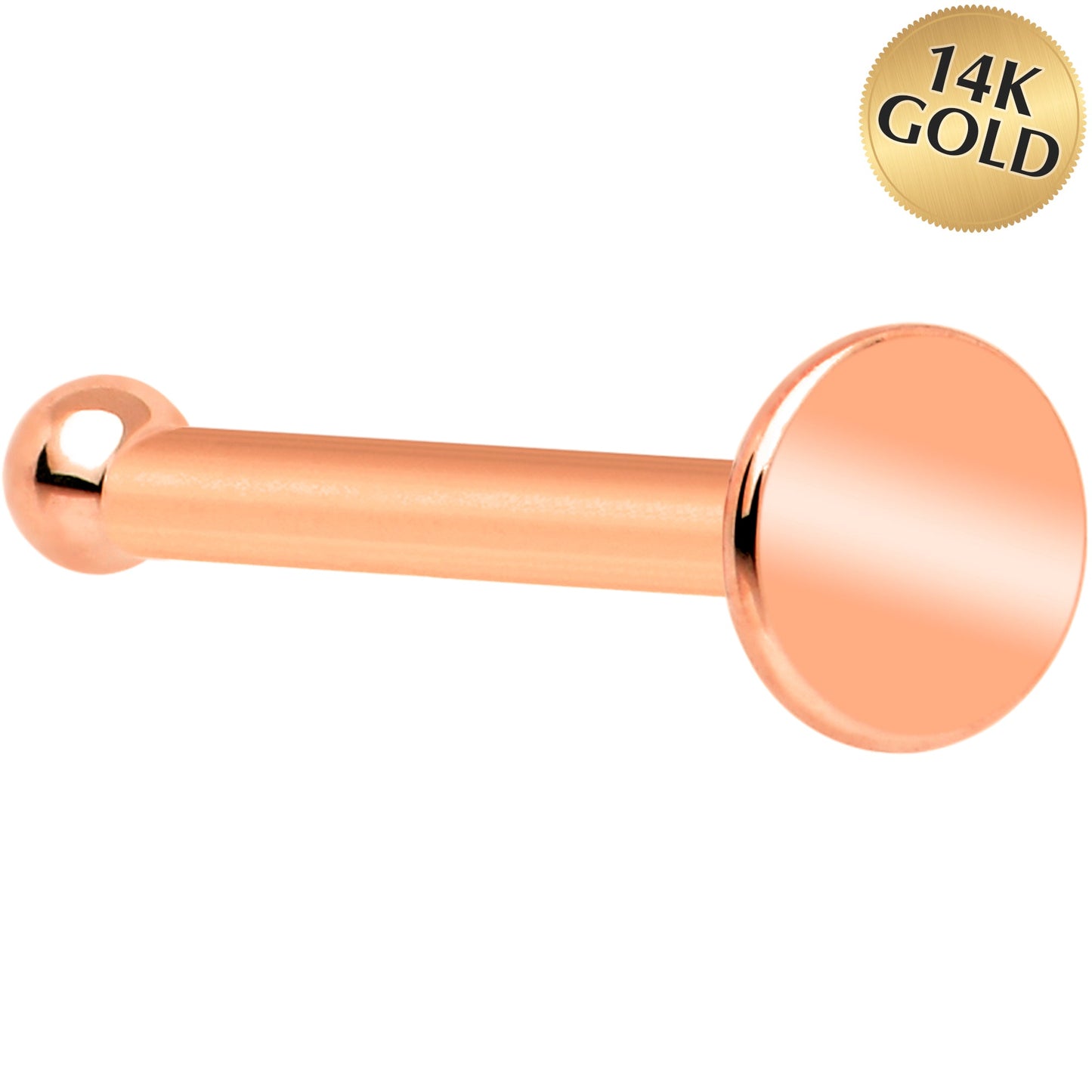20G Solid 14k Gold Flat Disc Nose Bone