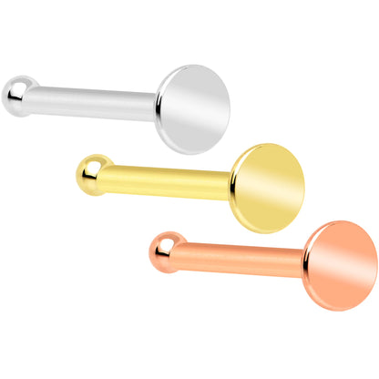 20G Solid 14k Gold Flat Disc Nose Bone
